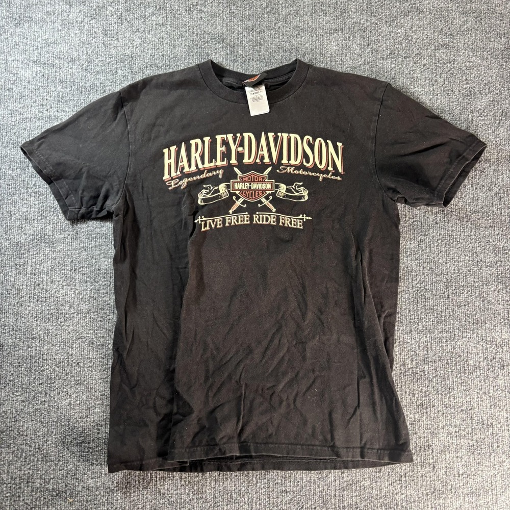 Harley-Davidson Shirt Mens Large Black Live Free Ride Free Graphic Tee Biker